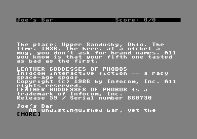 Leather Goddesses of Phobos screenshot 3 for Commodore 64